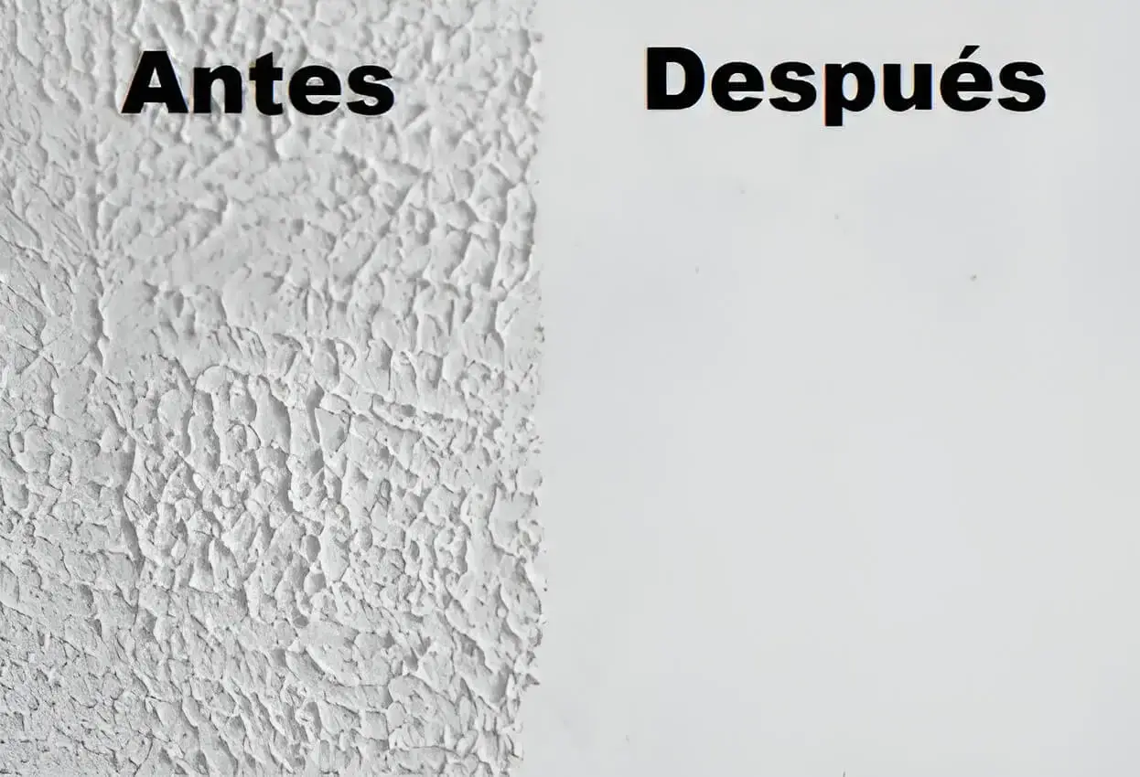 Antes y después de quitar gotelé en pared, trabajo de Los Pintores Móstoles